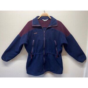 VTG Columbia Fleece Jacket Womens Large 80s 90s USA Full Zip Colorblock Cinch